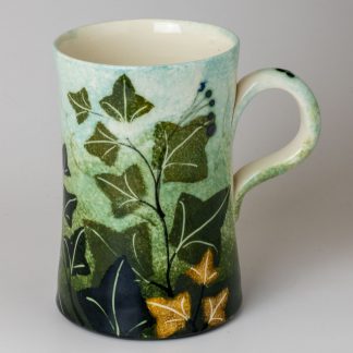 Ivy design, unique artisan pottery, handmade mug