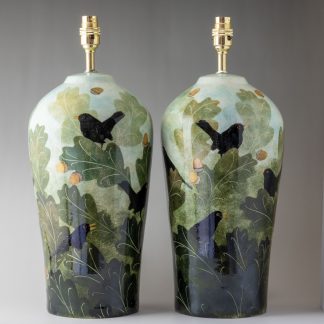 Pair of large table lamps, hand painted in Shropshire
